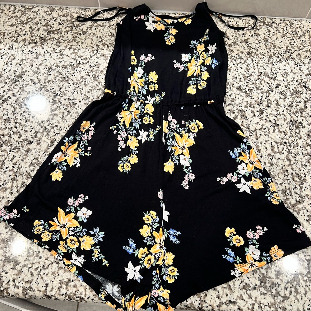 H&M Black Floral Jumpsuit